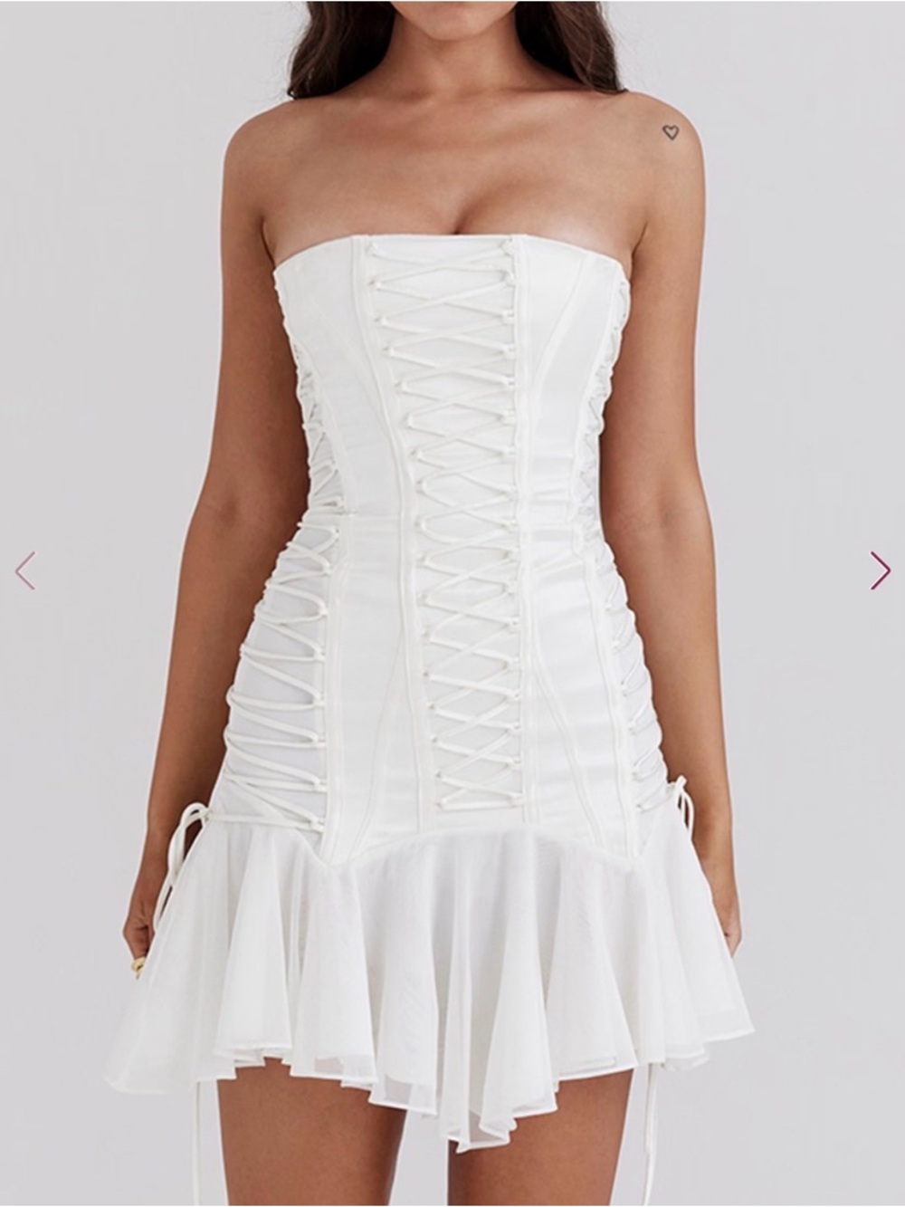 NWT House of CB White Strapless Lace-Up Corset Mini Dress